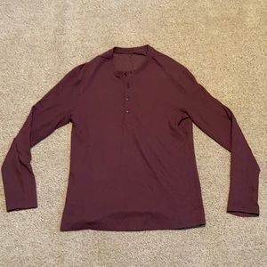 lululemon maroon waffle henley long sleeve men’s S